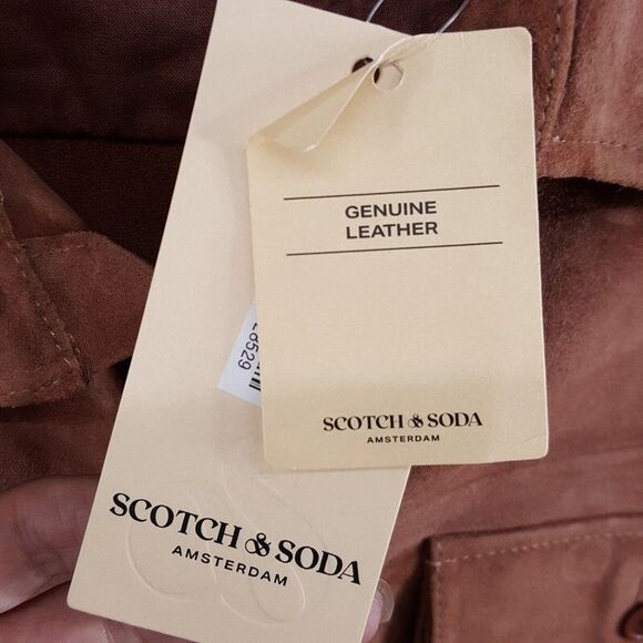 SCOTCH & SODA Shirt Jacket Mens Medium Tan Blush Suede Button Double Pocket $478 - Picture 5 of 11
